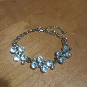 Old Hollywood Elegant Silver Rhinestone Bracelet